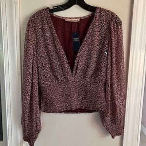 NWT Abercrombie and Fitch Red Patterned Blouse
